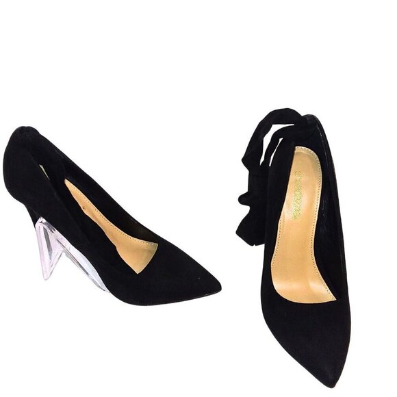 SHOE DAZZLE BLACK SUEDE WILDA PUMPS W/ANKLE LEG TIE WRAP - SIZE 8.5 - Picture 3 of 5